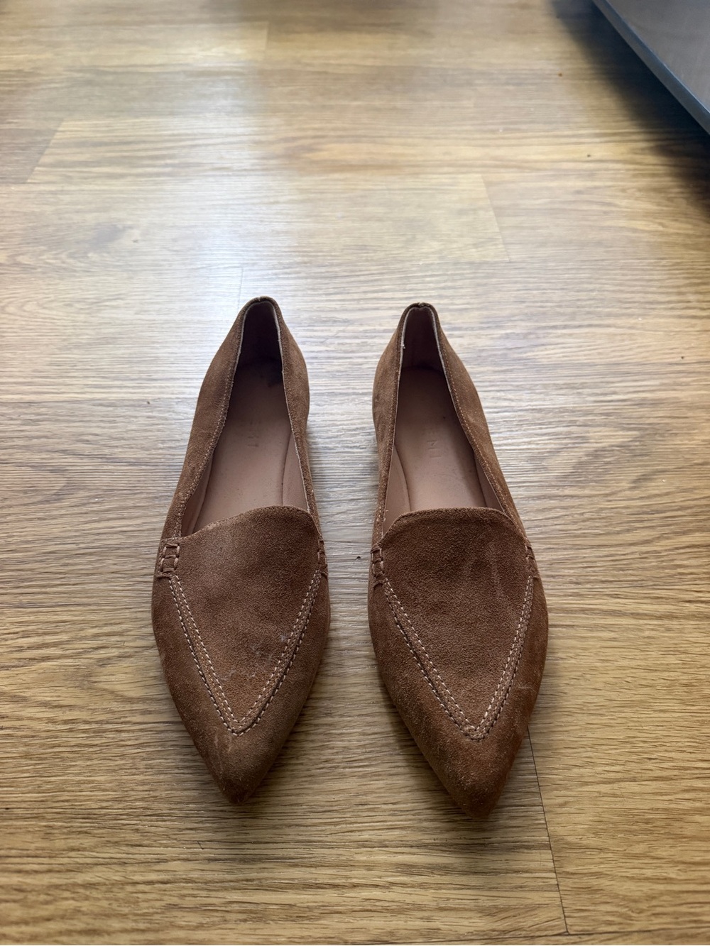 Women's Suede Pointed-Toe Loafers in Brown